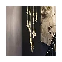 krole goutte d'eau led cristal créatif duplex Étage lustre villa spirale lumière de luxe moderne minimaliste escalier lampe lustre de chevet (taille: 3 têtes)