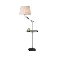varaka lampadaire lampadaire vintage en lin pour salon, lampadaire industriel moderne avec table basse, lampe sur pied pour chambre, lecture, bureau