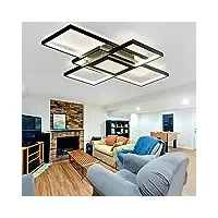qiaomao luminaire plafonnier led dimmable salon lustre avec telecommande, 82w moderne plafond chambre lampe, boîte de jonction centrale Éclairage intégré, noir, 85cm