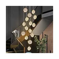 krole lustre d'escalier de design moderne lampe de restaurant circulaire ligne de suspension lustre de salon de bâtiment duplex (taille: 18 lumières, couleur: lumière blanche)