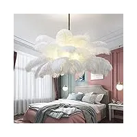 lustre d'intérieur de luxe en cuivre avec plumes blanches en plumes d'autruche, lustre en plumes blanches pour chambre à coucher, salon, chambre de fille