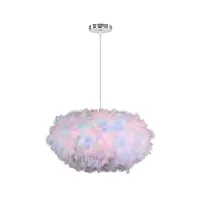 idegu lustre suspension 45cm ovale plafonnier lustre plume rose suspension luminaire pour chambre salon (multicolore)