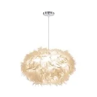 idegu lustre suspension 45cm ovale plafonnier lustre plume blanche suspension luminaire pour chambre salon (blanc)