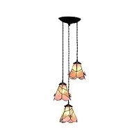weissbier lampe à suspension tiffany lampe à manger pastorale vintage pendentif 3 flammes vitral lampara tiffany chandeliers de plafond pour éclairage intérieur de salle à manger (style)