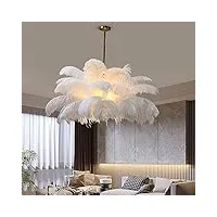 klufo lustre plafonnier en plumes d'autruche, lustre en plumes blanches À 3 lumières créatif g4 romantique de luxe pendentif lumière couloir chambre luminaire