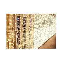 rideau lumineux exterieur, bescost 600 led 6m*3m guirlande 8 modes de fonctionnement lumière de rideau pour décoration chambre mariage noël soirée fête blanc chaud
