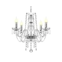 ridgeyard baroque salon lustre en cristal, 4 lumières e14 transparent verre cristal k5 lustre pampille suspension lampe de plafond avec chaîne réglable pour chambre, salon, salle à manger, hôtel