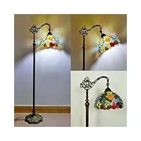 lampadaire lampadaire de chambre à coucher de style tiffany lampadaire vintage fleurs parapluie en verre teinté lampadaire antique pour café lampe de salon lampes de bureau e27 support de lampe réglab