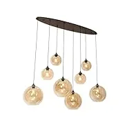 qazqa sandra - suspension multiples - 8 lumière - l 140.5 cm - doré - art deco - éclairage intérieur - salon i chambre i cuisine i salle à manger
