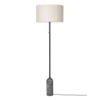 gubi - gravity - lampe de plancher - lin/gris/abat-jour lin/h 169cm, ø 50cm/structure marbre gris