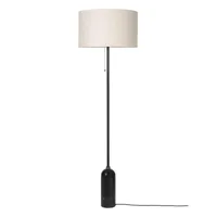 gubi - gravity - lampe de plancher - lin/noir/abat-jour lin/h 169cm, ø 50cm/structure marbre noir