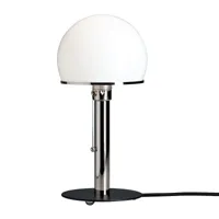 tecnolumen - lampe de table wagenfeld wa 23 sw - opalin/nickel/h 36cm / ø 18cm