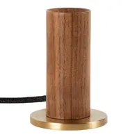 tala - lampe de table walnut knuckle - noyer/laiton/gris/fsc certifié/hxø 12,3x8,5cm/cable pvc gris tressé 300cm/avec gradateur de cable coupure de ph