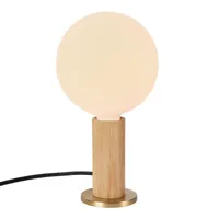 tala - lampe de table oak knuckle + sphere iv dim to warm - blanc/chêne/laiton/gris/fsc certifié/hxø 29,8x15cm/dim to warm 2000 -> 2800k/led e27 globe