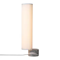 gubi - lampadaire led unbound h 80cm - lin blanc/abat-jour lin h 69.5cm/lxpxh 13,8x17x80cm/pied marbre gris h 9,6cm/câble noire 200cm avec interrupteu