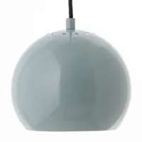 frandsen - suspension ball brillant ø18cm - menthe/abat-jour h16cm blanc intérieur/baldaquin noir hxø 2,5x11,5cm/cable étoffe noire 200cm