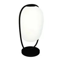 kundalini - lampe de table lannà - blanc/double couche soufflé/h 40cm/ø 22cm/structure métal noire laqué
