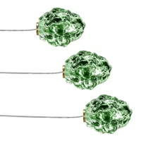 catellani & smith - set de 3 lampes à poser de jardin more 0 - vert/transparent/laiton/3x lxø 10x7/ø 7cm/incl. 12v dc transformateur/3x led g4 12v dc 