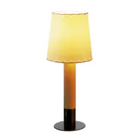 santa + cole - lampe de table basica minima - bronze/h x ø 30x12cm/shade beige de parchemin/structure bronze/led e14-e12/230v 50-60hz/6,5w/806lm/2700k