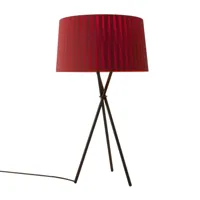 santa + cole - lampe de table tripode g6 - rouge -amber/abat-jour étoffe hxø 23x45cm/plaque de métal noir/h 75cm/câble noir 225cm avec graduateur et..