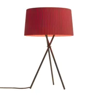 santa + cole - lampe de table trípode m3 - rouge -amber/abat-jour étoffe hxø 16x31cm/plaque de métal noir/h 50cm/câble noir 225cm avec graduateur et..