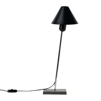 santa + cole - lampe de table gira - noir/aluminium anodisé/h x ø 54x16cm/base acier moulé gris 14x14cm/abat-jour h 10cm/structure chromé/led e27/230v
