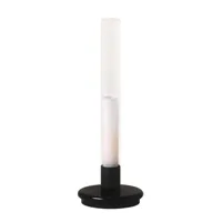 santa + cole - lampe avec batterie led sylvestrina - blanc/transparent/h  ø 35,5x12,7cm/abat-jour h x ø 33x3,8cm/base noir brillant/led/1w/60lm/2200k/