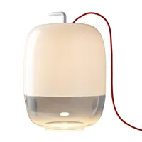 prandina - lampe de table gong t3 - blanc/h x ø 42,4x30cm/câble rouge