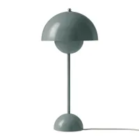 &tradition - lampe de table flowerpot vp3 - bleu pierre/brillant/h x ø 50x23cm/câble transparent avec interrupteur 200cm