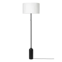 gubi - gravity - lampe de plancher - blanc/noir/abat-jour blanc/h 169cm, ø 50cm/structure acier noir