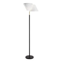 artek - lampadaire a810 - laiton/abat-jour en acier blanc/base avec revêtement en cuir/lxh 48x165cm