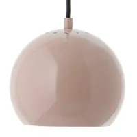 frandsen - suspension ball brillant ø18cm - nude/abat-jour h16cm blanc intérieur/baldaquin noir hxø 2,5x11,5cm/cable étoffe noire 200cm
