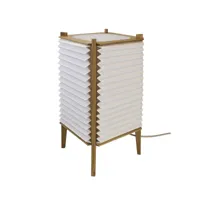 le klint - lampe de table bee hive 303 s - blanc, chêne/huilé/ abat-jour en papier plié à la main/lxhxp 22x39x22cm/avec douille e27