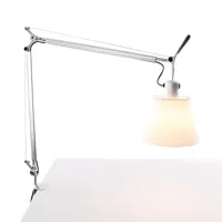 artemide - lampe de bureau tolomeo basculante tavolo - aluminium/abat-jour en parchemin ø18cm/pxh 65x66cm/avec pince pour table