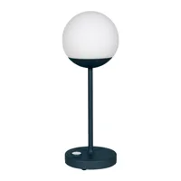 fermob - lampe de table led mooon! avec batterie - bleu acapulco/texturé/hxø 41x15cm/led 2,5w/3000k/6000k/150lm/dimmable 10-100%