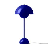 &tradition - lampe de table flowerpot vp3 - bleu cobalt/brillant/h x ø 50x23cm/câble transparent avec interrupteur 200cm