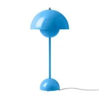 &tradition - lampe de table flowerpot vp3 - bleu de bain/brillant/h x ø 50x23cm/câble transparent avec interrupteur 200cm