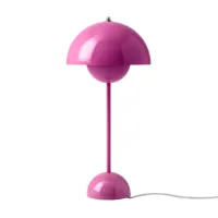 &tradition - lampe de table flowerpot vp3 - rose acidulé/brillant/h x ø 50x23cm/câble transparent avec interrupteur 200cm