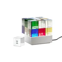 tecnolumen - lampe à batterie avec cube radio led cubelight move - bleu/jaune/rouge/vert/lxhxp 15x15x15cm/led 100-240v/50-60hz/12w/2200k bis 4000k/120