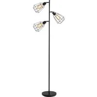 homcom lampadaire sur pied abat jour design industriel néorétro 3 ampoules pour salon, chambre, bureau max. 40 w métal noir   aosom france