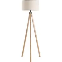 homcom lampadaire trépied abat-jour simple moderne abat-jour en lin pieds en bois  chevet douille e27 max. 40 w ø 45 x 152 cm