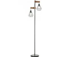 homcom lampadaire  abat jour design industriel 40 w max. double suspension métal filaire hauteur réglable noir   aosom france