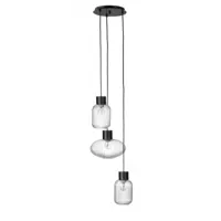 contemporary style - lustre 3 lumières showy to transp-black