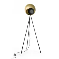 contemporary style - lampadaire design tripode noir-or h156
