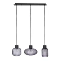 contemporary style - lustre 3 lampes showy rett smoked-black