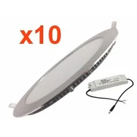 downlight dalle led extra plate ronde alu 18w (pack de 10) - blanc chaud 2300k - 3500k - silamp