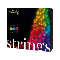 twinkly- twinkly strings – guirlande lumineuse à led contrôlée par application avec 250 led rvb 20 mètres. fil noir. intérieur et extérieur