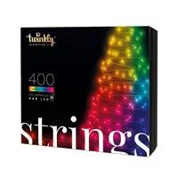 twinkly- twinkly strings – guirlande lumineuse à led contrôlée par application avec 400 led rvb. 32 mètres. fil noir. intérieur et extérieur