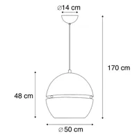 lampe à suspension art déco or 50 cm - slice
