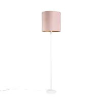 lampadaire romantique blanc avec abat-jour rose 40 cm - simplo